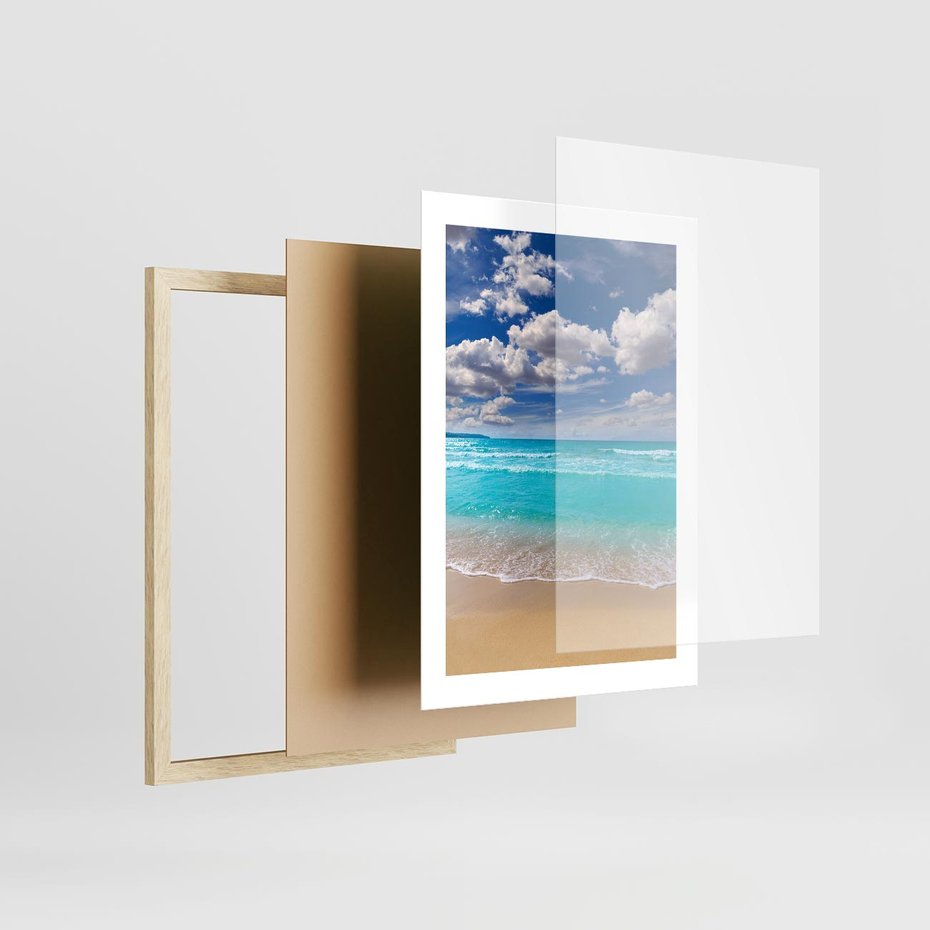 Plakat w ramie 30x40 - Idylliczna plaża nad morzem - plaża, morze - rama drewno