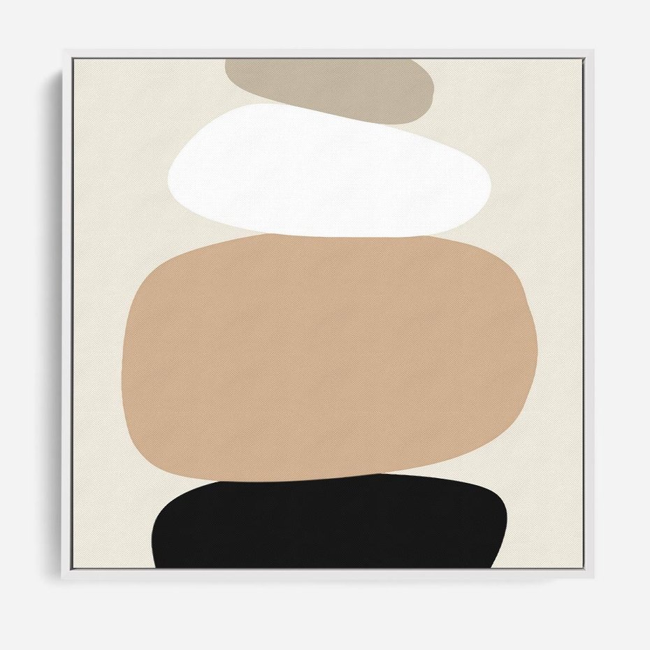 Obraz w ramie 80x80 - Zgeometryzowane Kształty - modernistyczny plakat, obłe kształty - rama biała