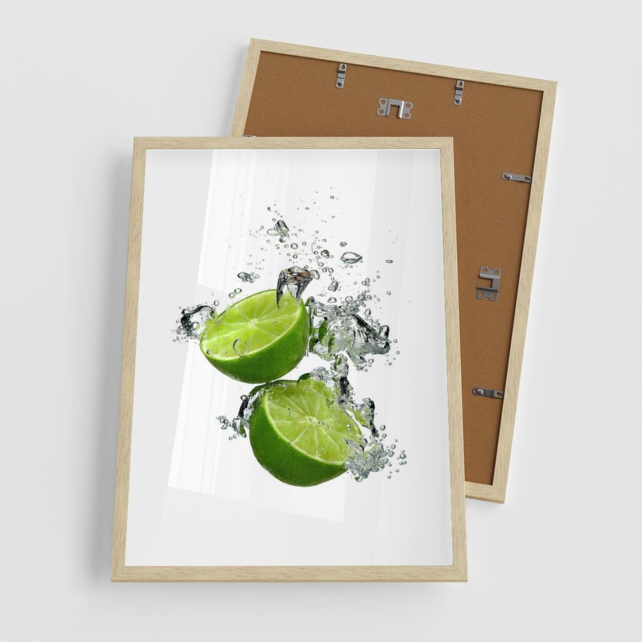Plakat w ramie 50x70 - Kwaskowata moc limonki i cytryny - limonka, cytryna - rama drewno