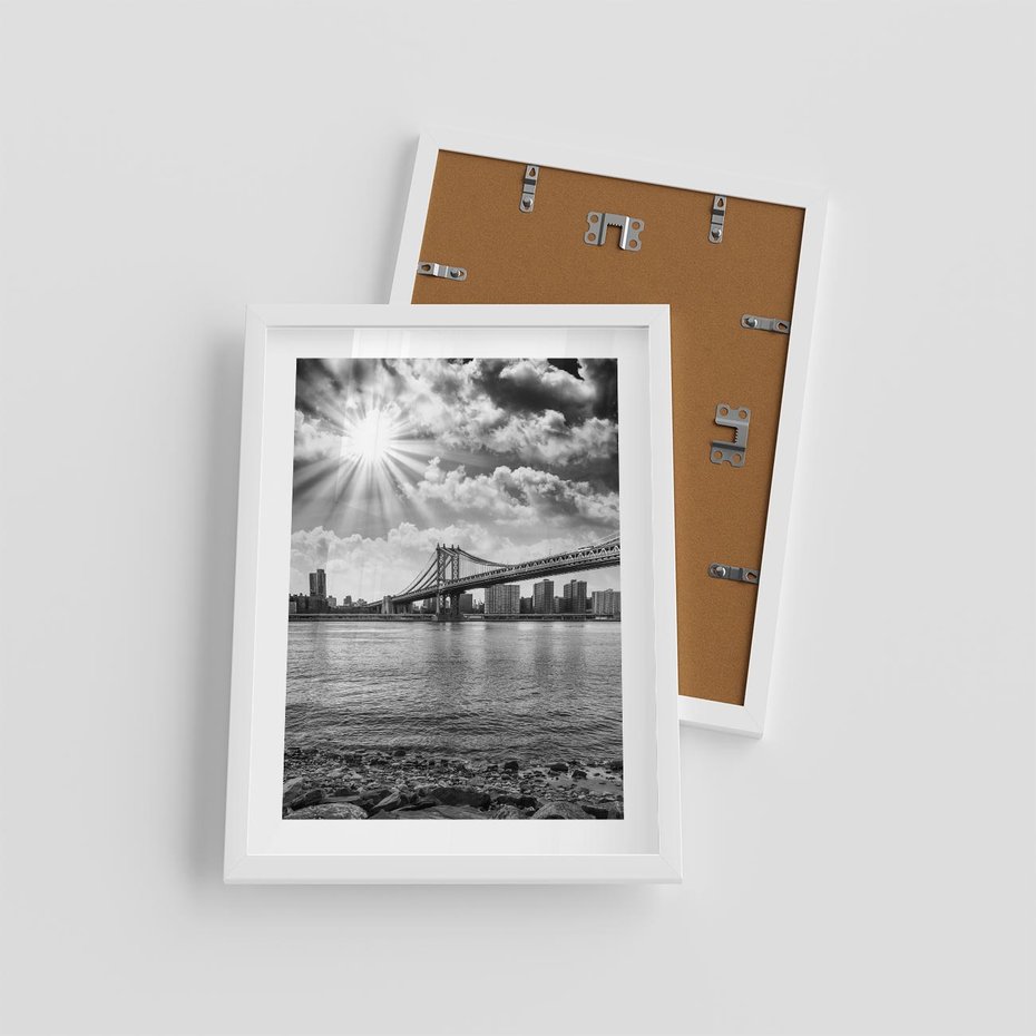 Plakat w ramie 30x40 - Most w Mieście - most, miasto - rama biała