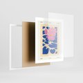 Plakat w ramie 40x50 - Rozświetlone Odbicia - lilie wodne, pastelowe kolory - rama biała