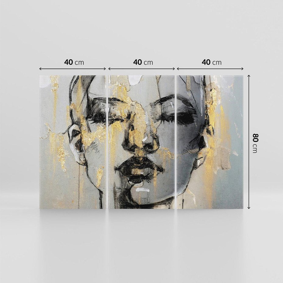 Obraz na płótnie 120x80 - Kobieta - Abstrakcyjne Malowidło - złote, usta abstrakcja