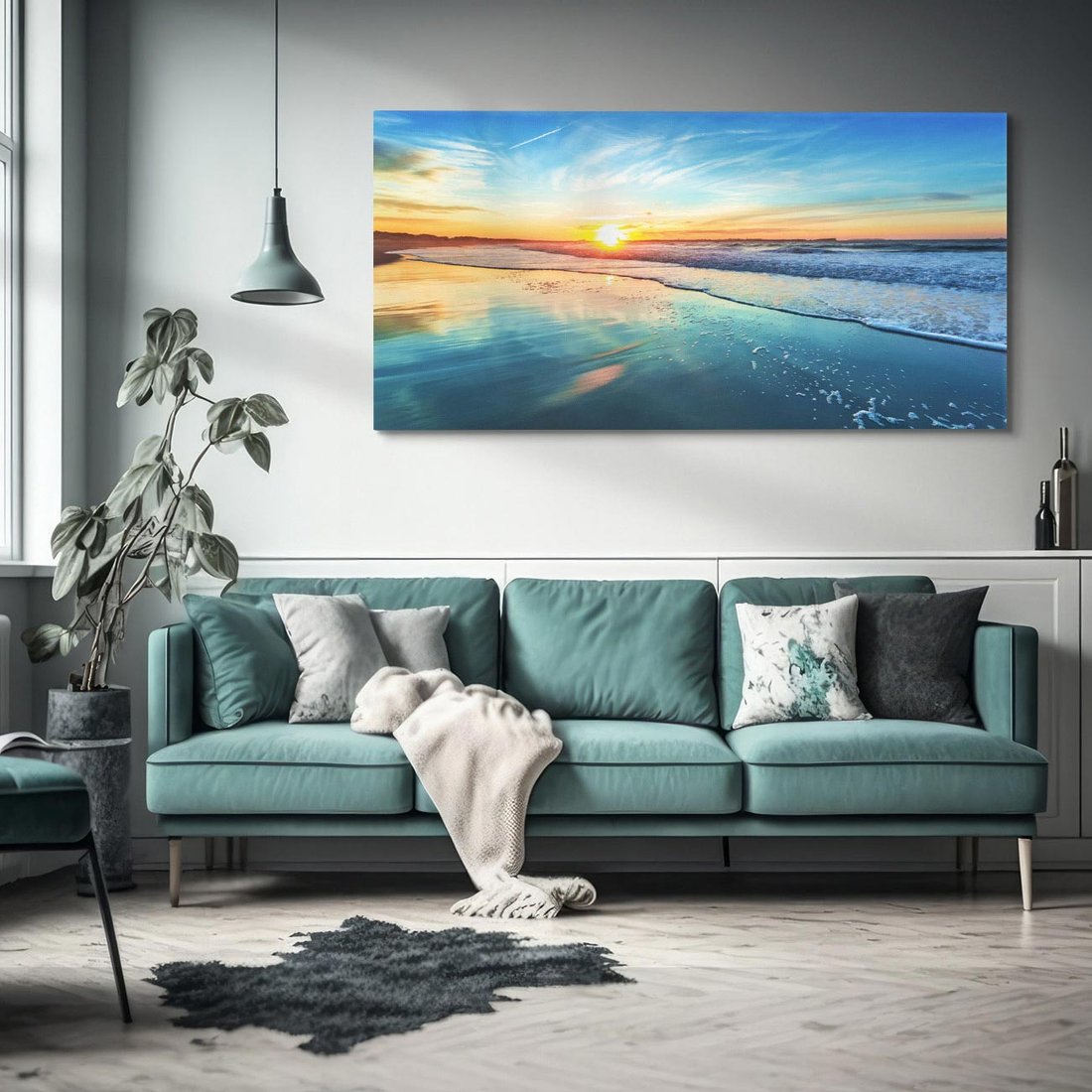 Obraz na płótnie 140x70 - spotkanie przy horyzoncie - morze, plaża