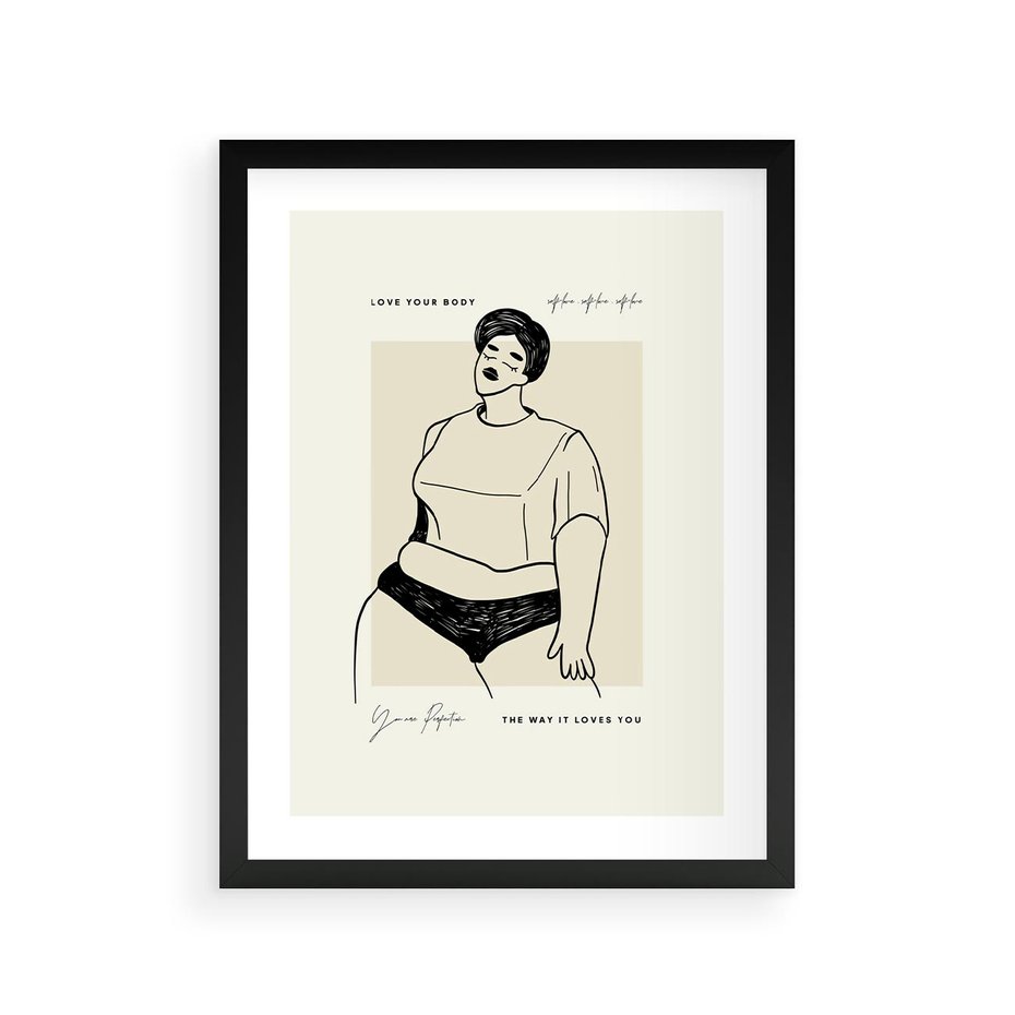 Plakat w ramie 30x40 - Elegancja Kobiecej Formy - nowoczesna sztuka kobieca, plakat - rama czarna