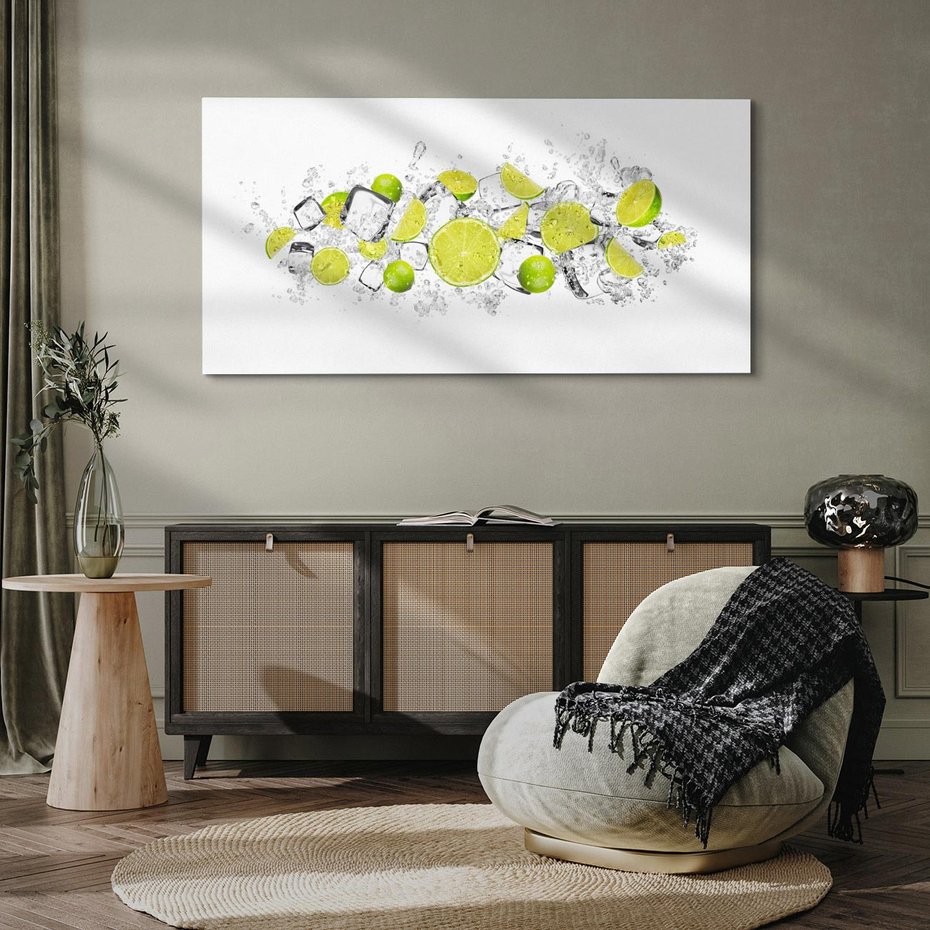 Obraz na płótnie 140x70 - Rześkość i smak - limonki, lód