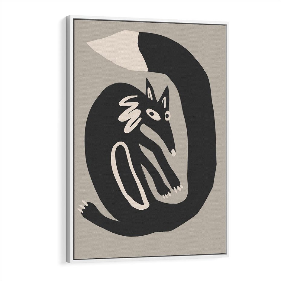 Obraz w ramie 50x70 - Migotliwe Echa Skandynawii - skandynawska sztuka, lis - rama biała