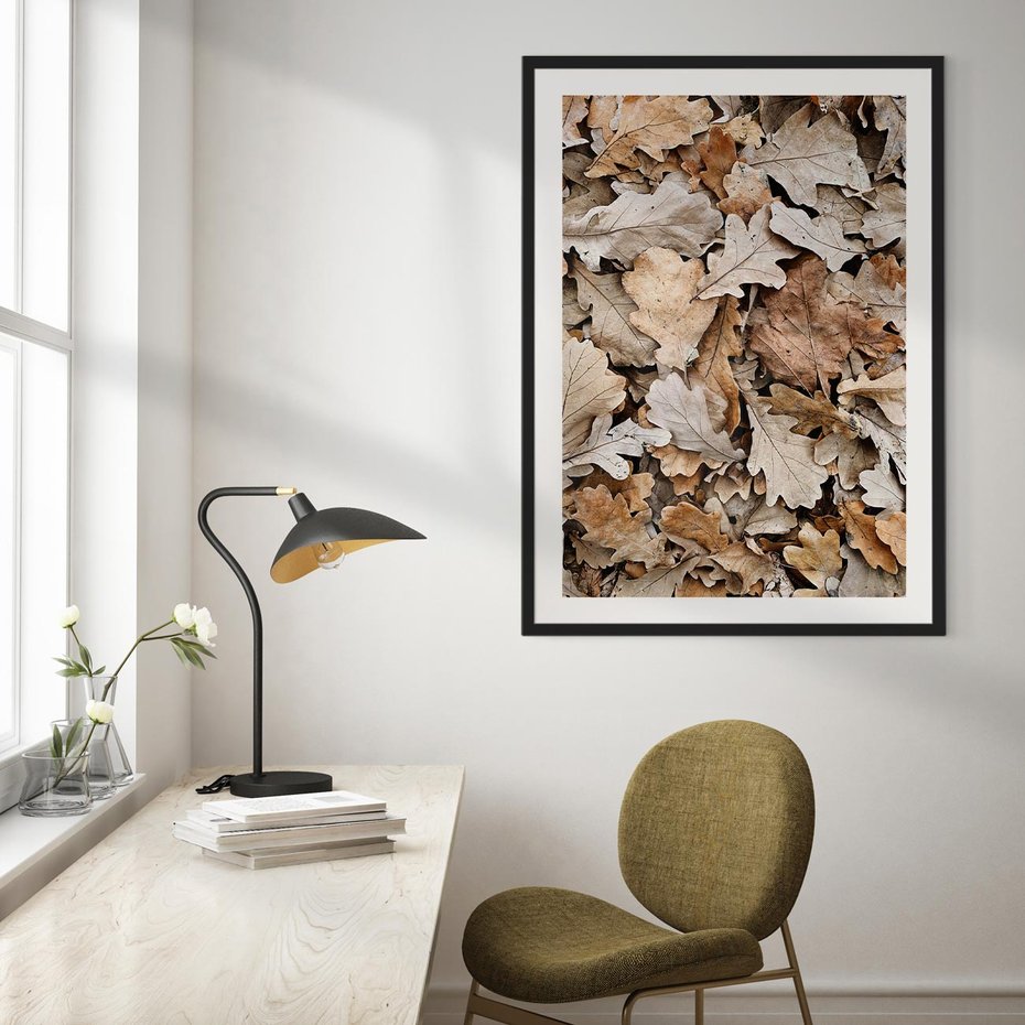 Plakat bez ramy 21x30 - Nostalgiczny Pejzaż - suche liście, jesień