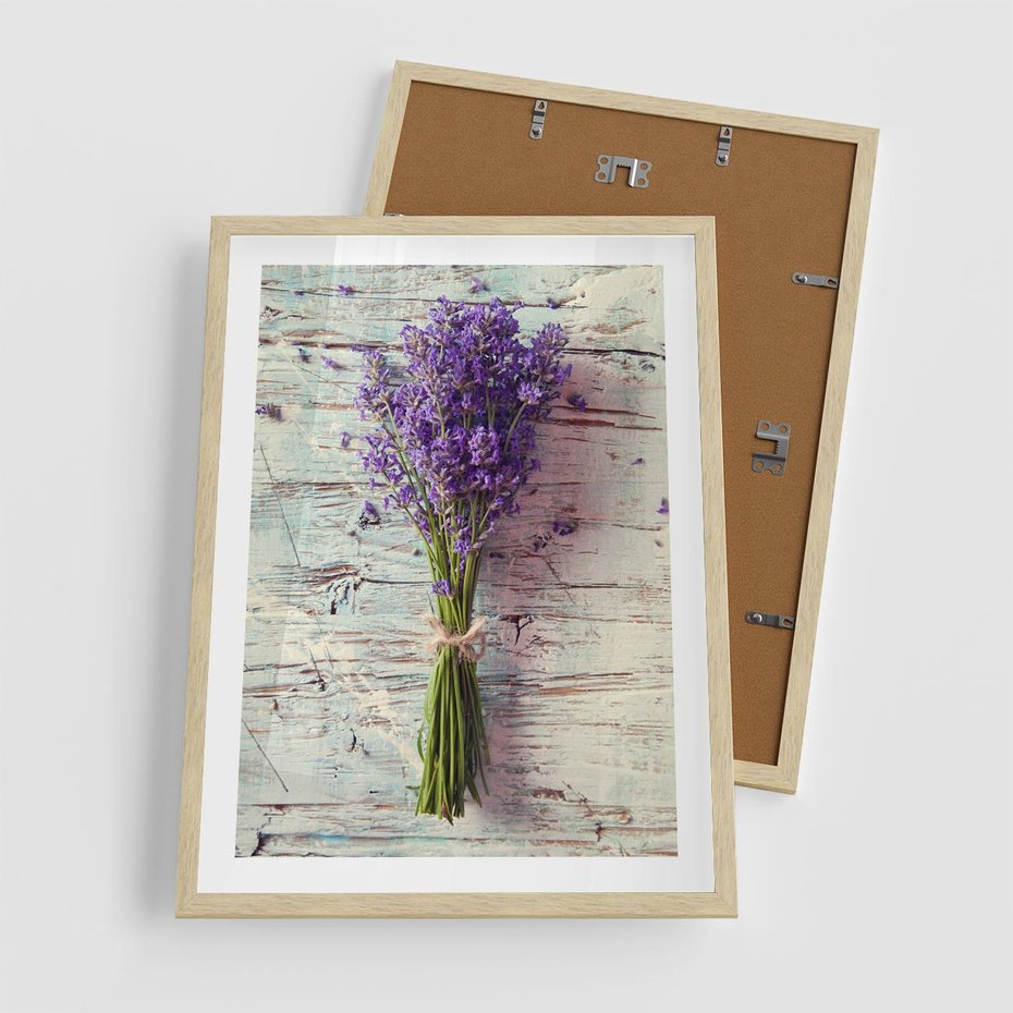 Plakat w ramie 50x70 - Kwiatowy bukiet pełen piękna - bukiet, kwiaty - rama drewno