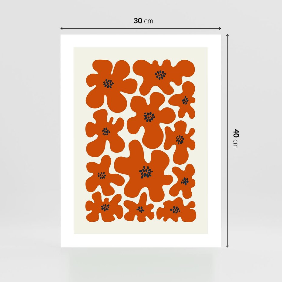 Plakat bez ramy 30x40 - Wibracje Przestrzeni - abstrakcyjne czerwone kwiaty, kompozycja