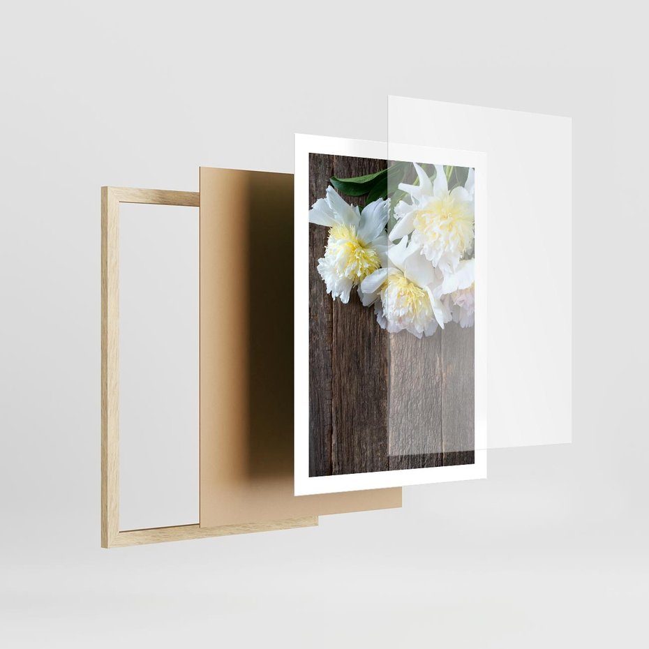 Plakat w ramie 50x70 - Relaksująca Harmonia - kwiaty, spa - rama drewno