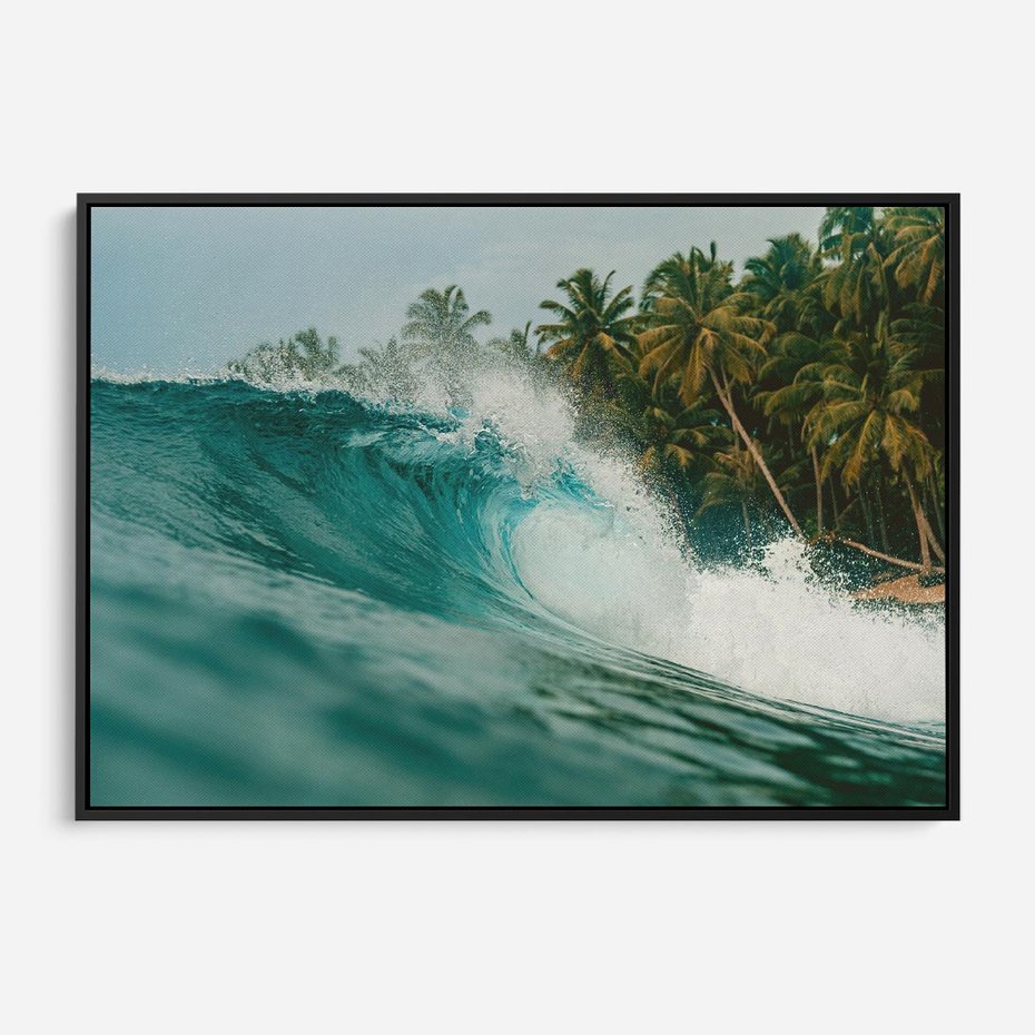 Obraz w ramie 100x70 - Rajskie Wybrzeże - fotografia, duża fala - rama czarna