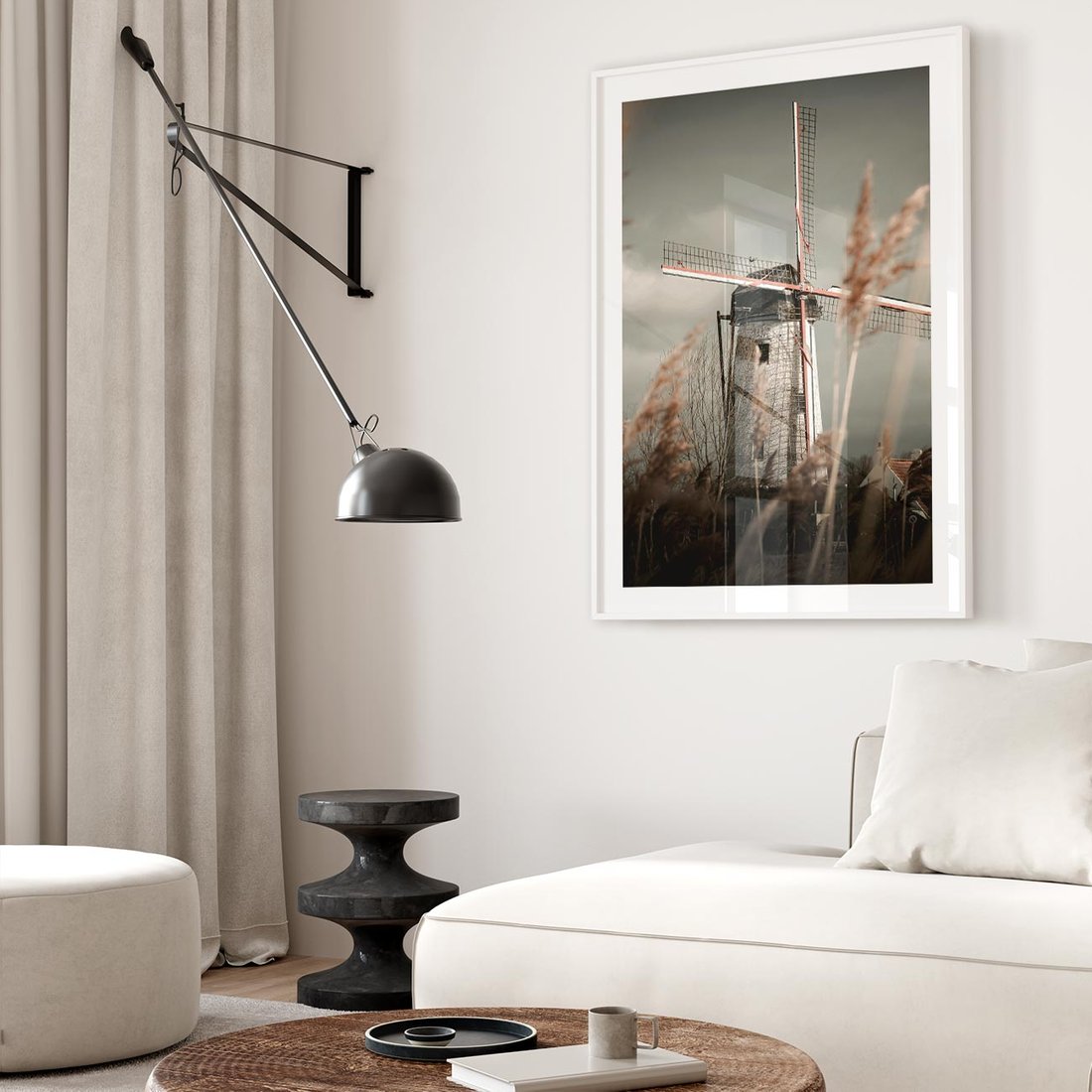 Plakat bez ramy 30x40 - Wiejska Idylla: Młyn w Polu - wiatrak, młyn w polu