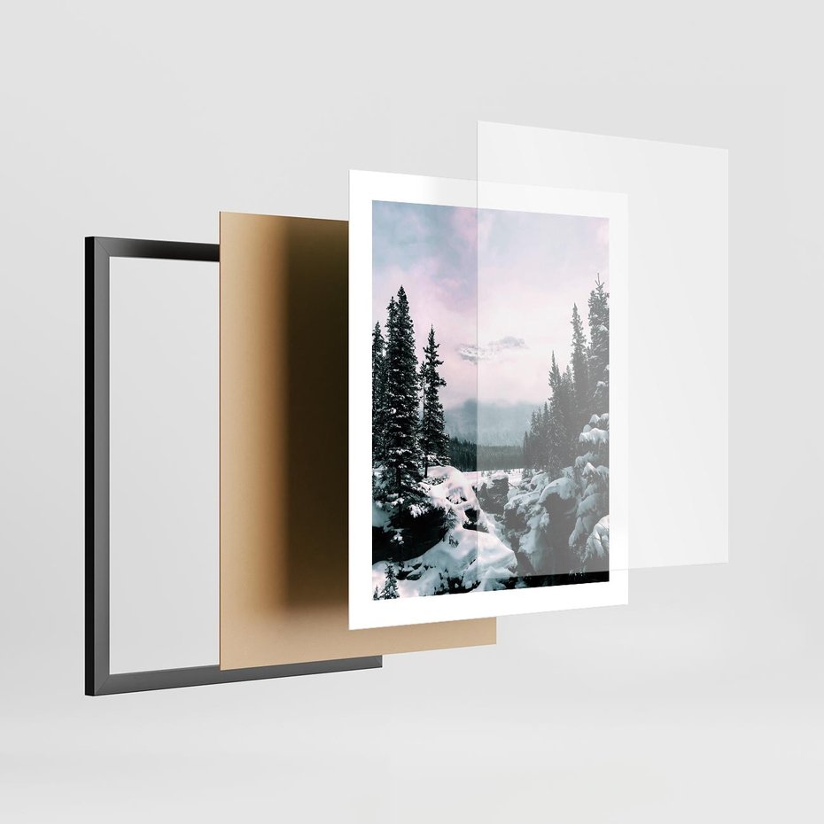 Plakat w ramie 40x50 - Zimowe Góry - zimowy krajobraz, góry - rama czarna