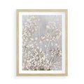 Plakat w ramie 50x70 - Białe Drobne Kwiaty - gipsówka, białe drobne kwiatki - rama drewno
