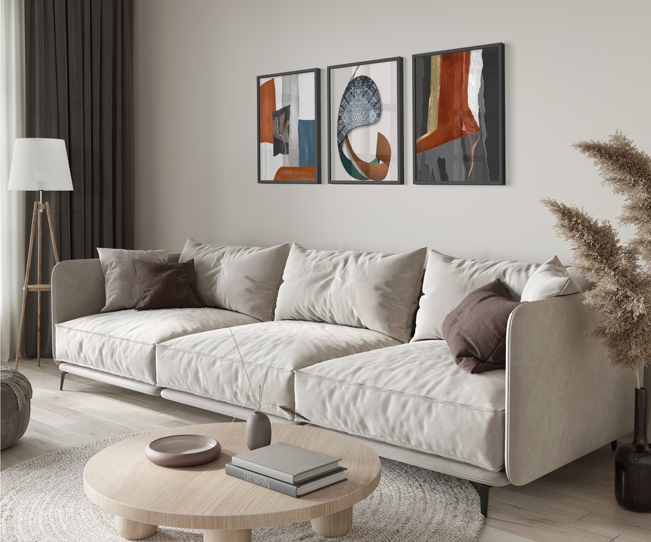 Zestaw obrazy w ramie 50x70 galeria - Abstrakcja, złoto, nowoczesny - rama czarna