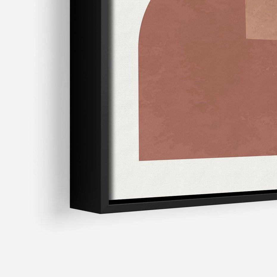 Obraz w ramie 70x100 - Harmonijne Widoki - abstrakcyjne geometryczne kształty, odcienie brązu i beżu - rama czarna