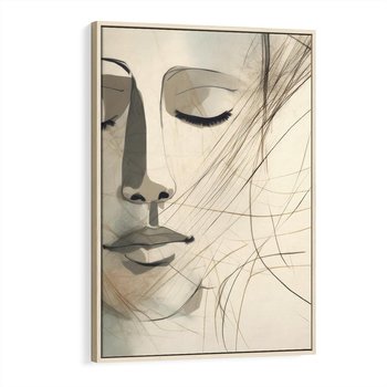 Obraz w ramie 70x100 - Tylko Zamknij Oczy - twarz kobiety, zamknięte oczy - rama drewno