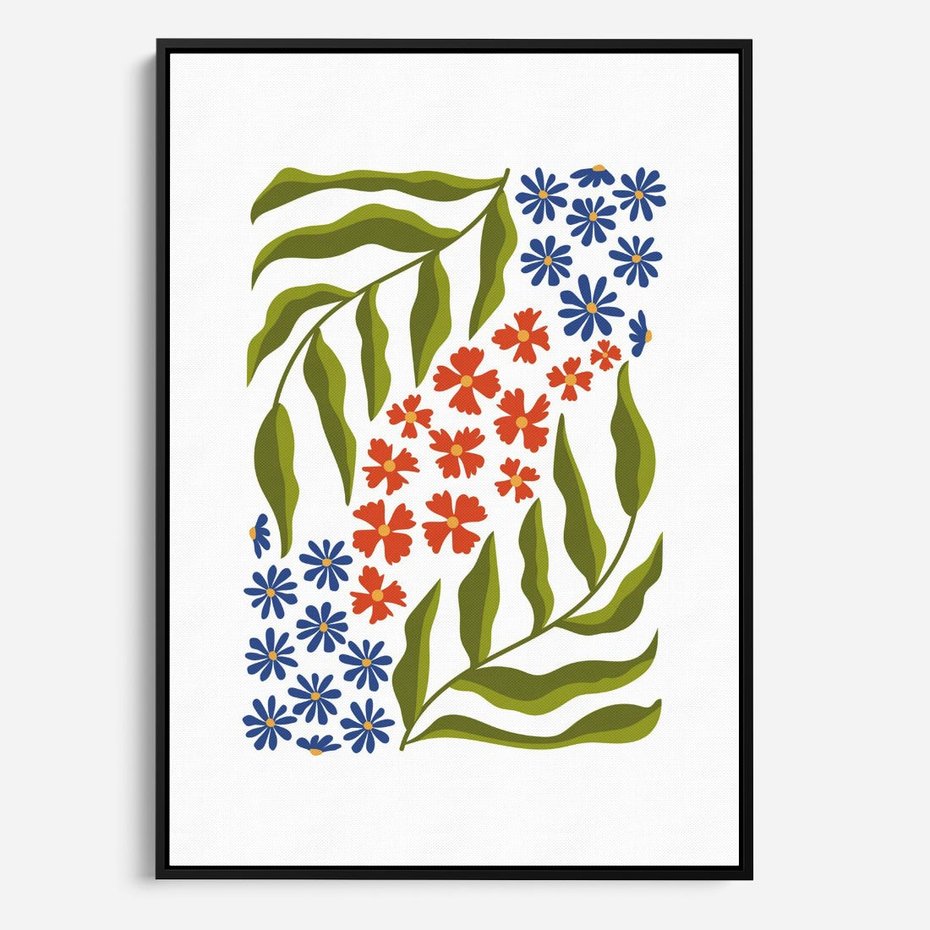 Obraz w ramie 50x70 - Splątane Granice - kwiaty, sztuka nowoczesna - rama czarna