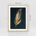 Plakat w ramie 30x40 - Mroczne Złoto - nowoczesna grafika, złoty liść na czarnym tle - rama drewno