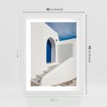 Plakat w ramie 30x40 - Powitanie Wyspy - Santorini, drzwi - rama biała