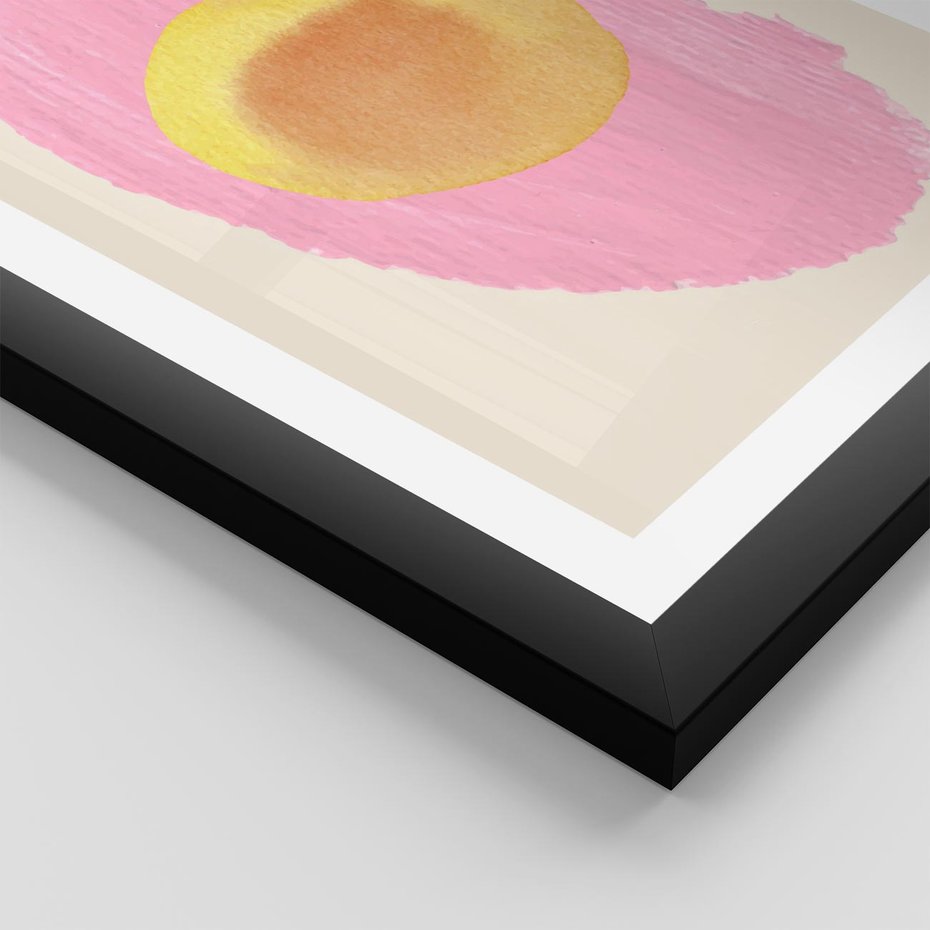 Plakat w ramie 50x70 - Migotliwe Dziwne Ścieżki - abstrakcyjna różowa plama, akwarela - rama czarna