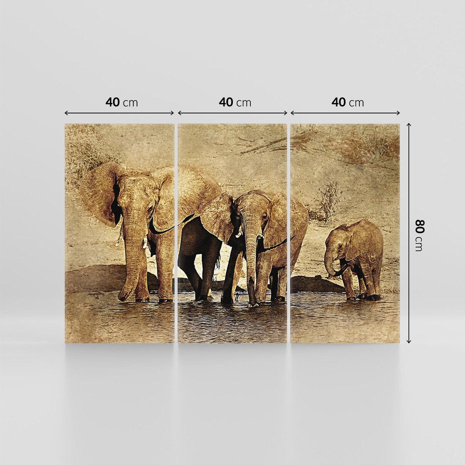 Obraz na płótnie 120x80 - Sztuka abstrakcyjna: Słonie - słonie, sztuka