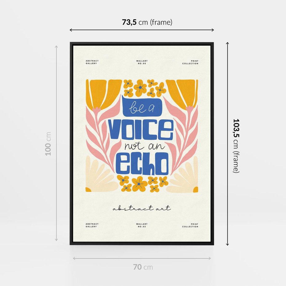 Obraz w ramie 70x100 - Złote Impulsy - typografia, kwiaty - rama czarna
