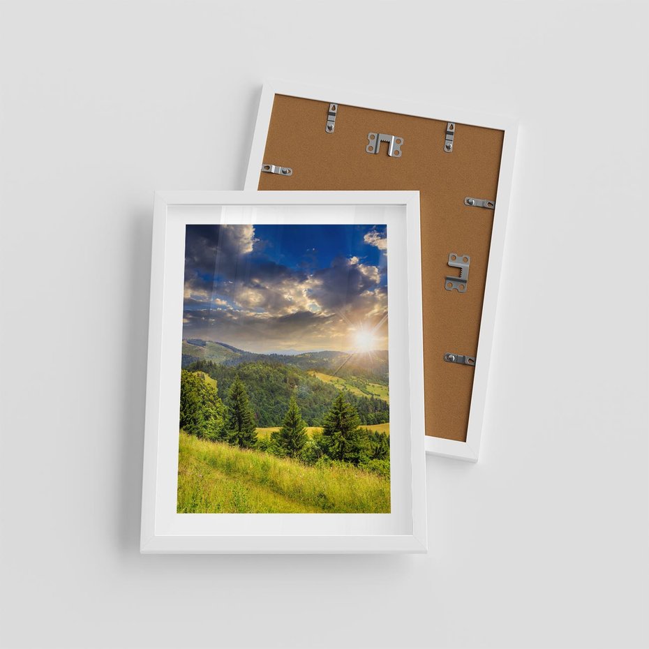 Plakat w ramie 30x40 - Pejzaż w perspektywie - pejzaż, perspektywa - rama biała