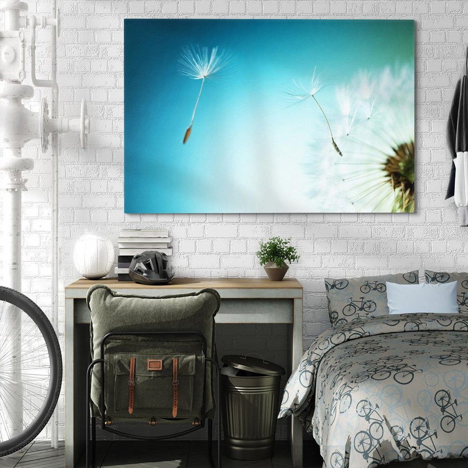 Obraz na płótnie 100x70 - Lekkość i Przemijanie - dmuchawiec, wiatr