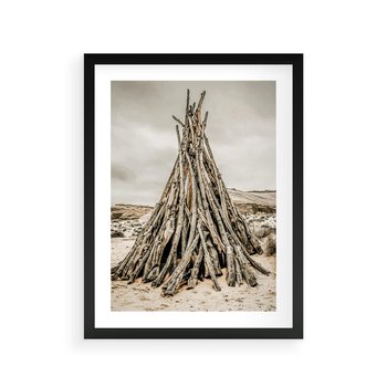 Plakat w ramie 30x40 - Ciepło Przeszłości - retro fotograia, odcienie sepii - rama czarna