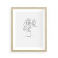 Plakat w ramie 40x50 - Tajemnicza Harmonia - sztuka one line, monstera - rama drewno