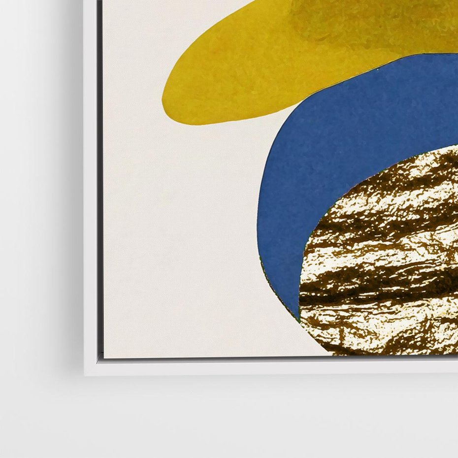 Obraz w ramie 80x80 - Kolorowe Przenikanie Kształtów - abstrakcyjne formy, obraz olejny - rama biała