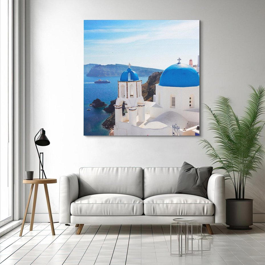 Obraz na płótnie 60x60 - Perspektywa na Santorini - Santorini, perspektywa