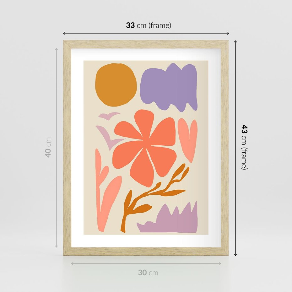 Plakat w ramie 30x40 - Nowoczesne Światło - abstrakcyjny obraz, pastelowe kolory - rama drewno