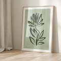 Plakat w ramie 30x40 - Zieleń Wyjątkowego Ukojenia - zielona abstrakcja, zgaszona zieleń - rama drewno