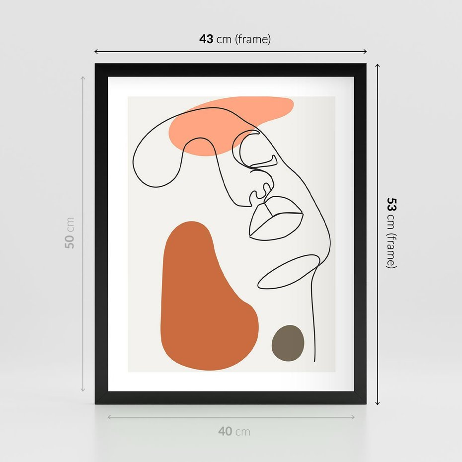 Plakat w ramie 40x50 - Twarz w Geometrycznym Stylu - nowoczesny obraz, grafika - rama czarna