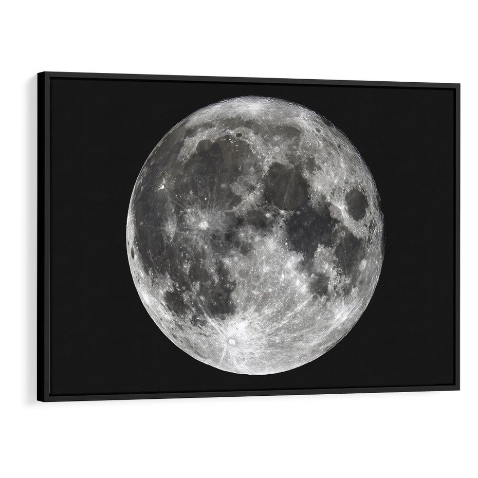 Obraz w ramie 100x70 - Księżycowa Aura - zdjęcie, ogromny księżyc na czarnym tle - rama czarna