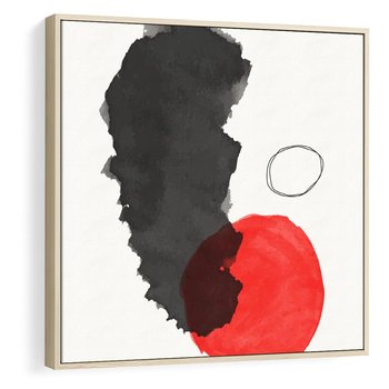 Obraz w ramie 50x50 - Wibracje Linii - abstrakcyjne nieregularne plamy, czarny - rama drewno