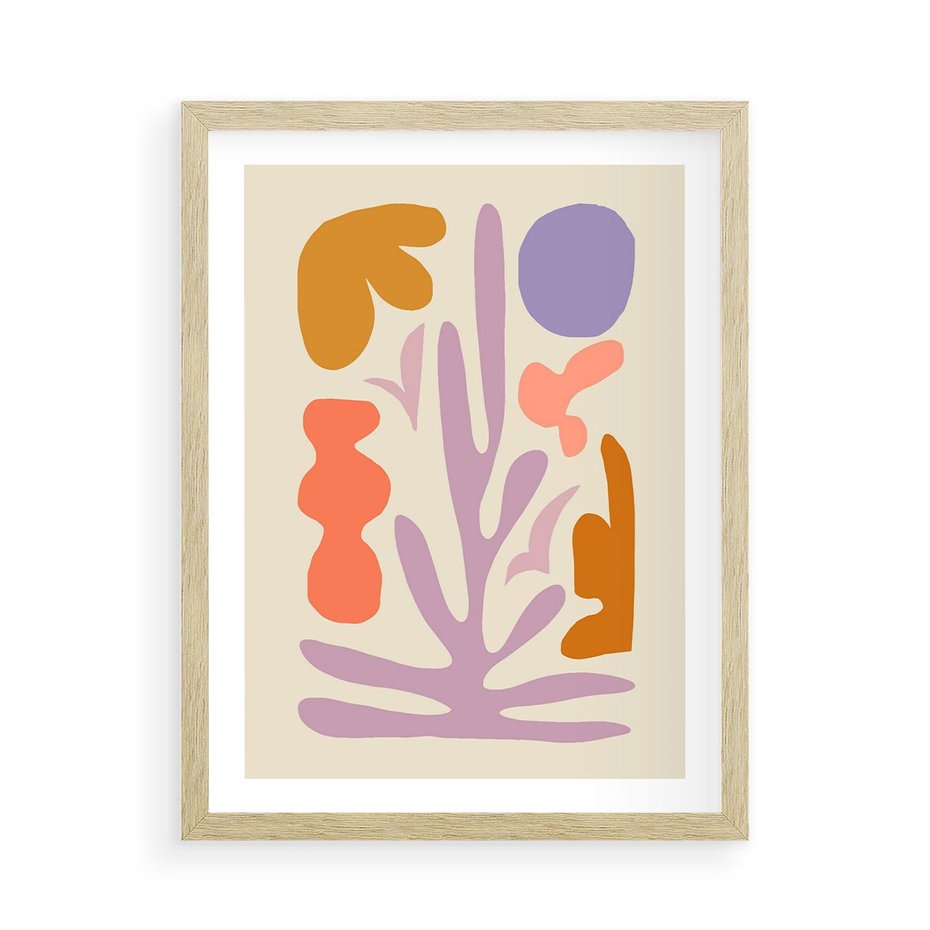 Plakat w ramie 50x70 - Przenikająca Harmonia - abstrakcyjny obraz, pastelowe kolory - rama drewno