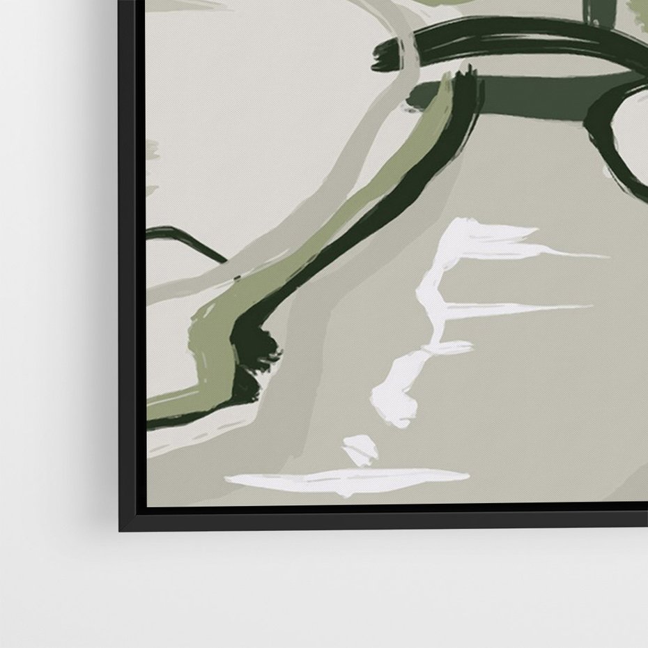 Obraz w ramie 50x70 - Leśny Zakątek - pastelowy krajobraz, nowoczesny plakat - rama czarna