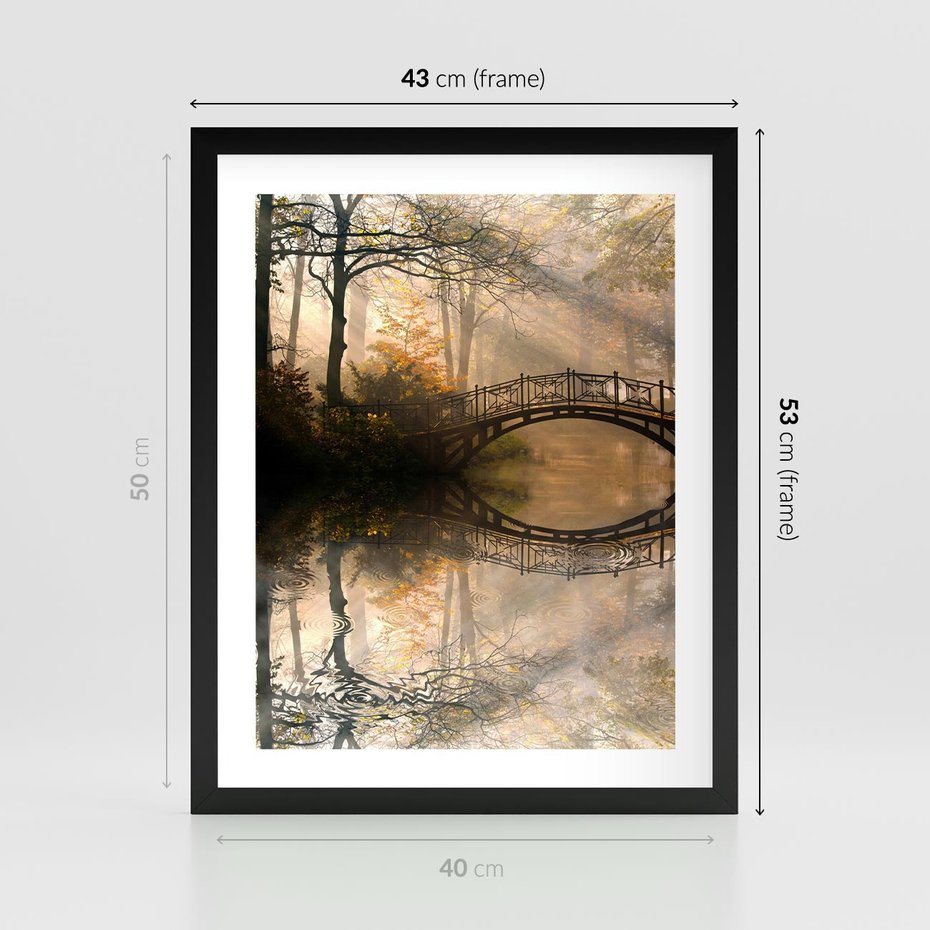 Plakat w ramie 40x50 - Romantyczny Mostek - mostek, romantyczny - rama czarna