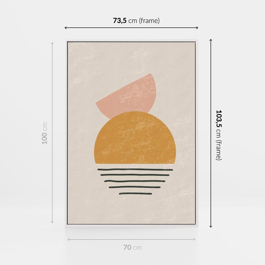 Obraz w ramie 70x100 - Krótka Forma - abstrakcyjna sztuka, boho kształty - rama biała