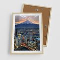 Plakat w ramie 50x70 - Miasto na Górnym Horyzoncie - miasto, góry - rama drewno