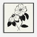 Obraz w ramie 50x50 - Poezja kwiecistej kreski - kwiaty, minimalistyczne - rama czarna
