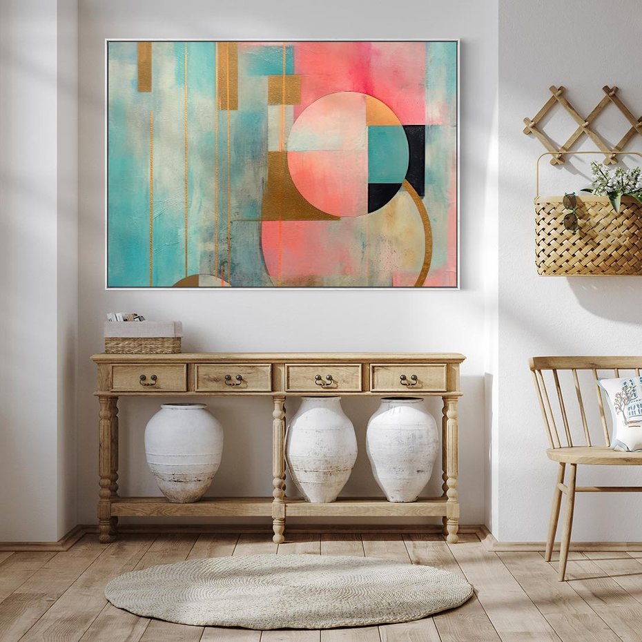 Obraz w ramie 70x50 - Abstrakcyjny Bałagan - abstrakcja, obraz olejny - rama biała