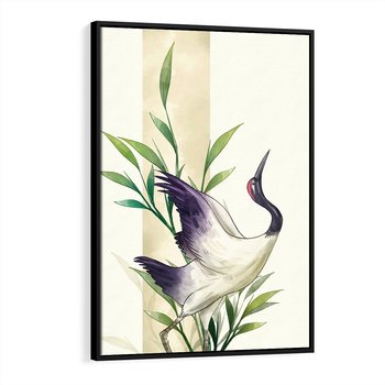 Obraz w ramie 50x70 - Migocące Ptaki - japońska sztuka, ptak - rama czarna