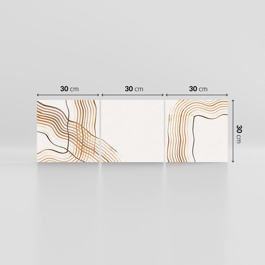 Obraz na płótnie 90x30 - Ścieżki pędzla i myśli - minimalistyczna kompozycja, abstrakcyjne brązowe linie na białym tle