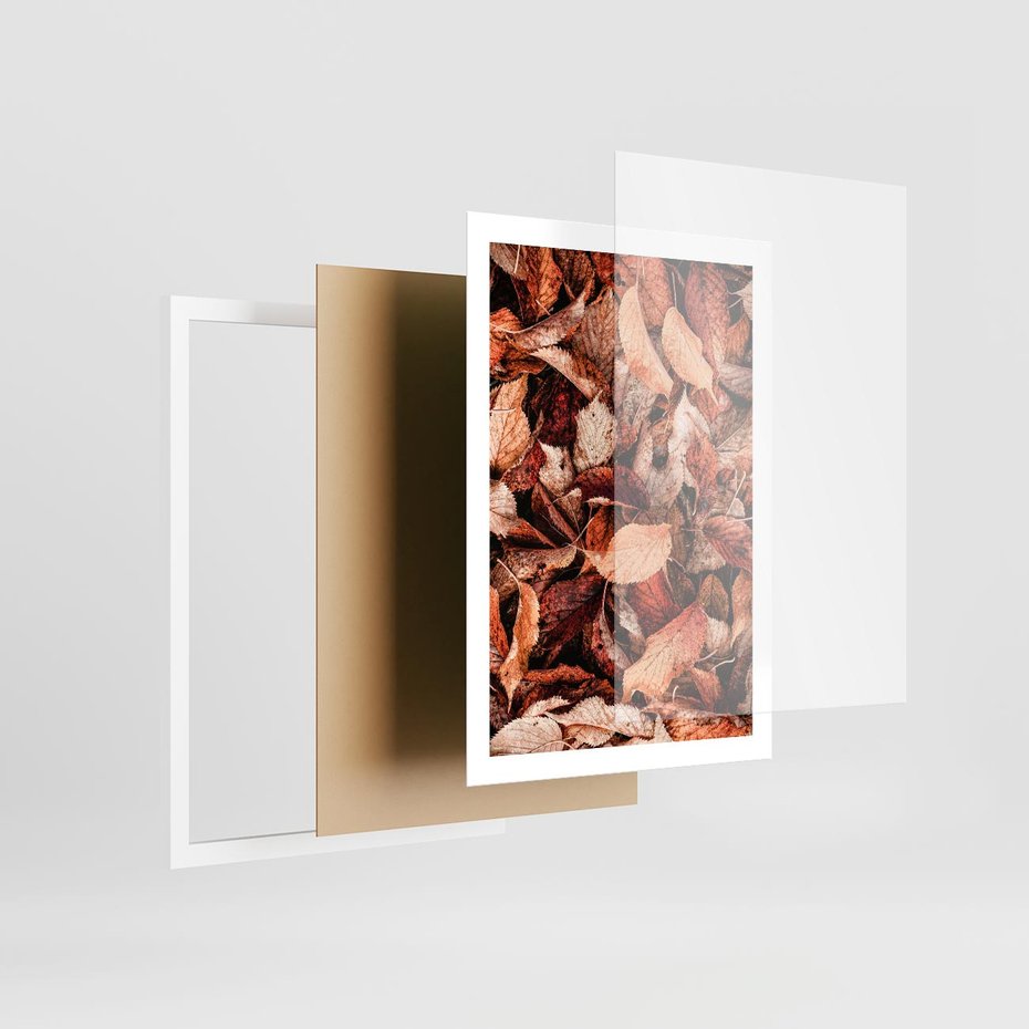 Plakat w ramie 50x70 - Magia Jesiennej Ziemi - liście, jesień - rama biała