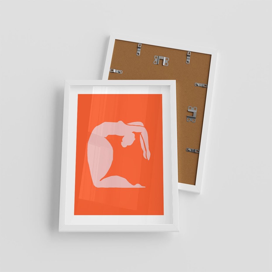 Plakat w ramie 30x40 - Antyczna Godzina - abstrakcja, kobieca sylwetka - rama biała