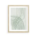 Plakat w ramie 30x40 - Migotliwa Spokojna Zieleń - zielony plakat, abstrakcyjne splątane linie - rama drewno